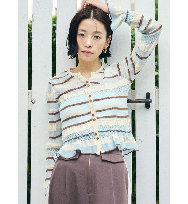 LAGUNAMOON「シアーボーダーカーデプルオーバー」|ニット・セーター|
