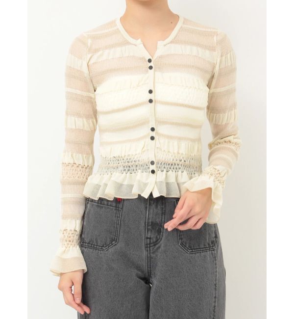 LAGUNAMOON「シアーボーダーカーデプルオーバー」|ニット・セーター|