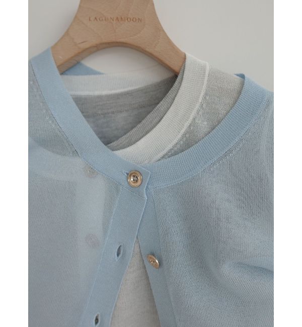 LAGUNAMOON「メタルボタンシアーニットカーディガン」|カーディガン|