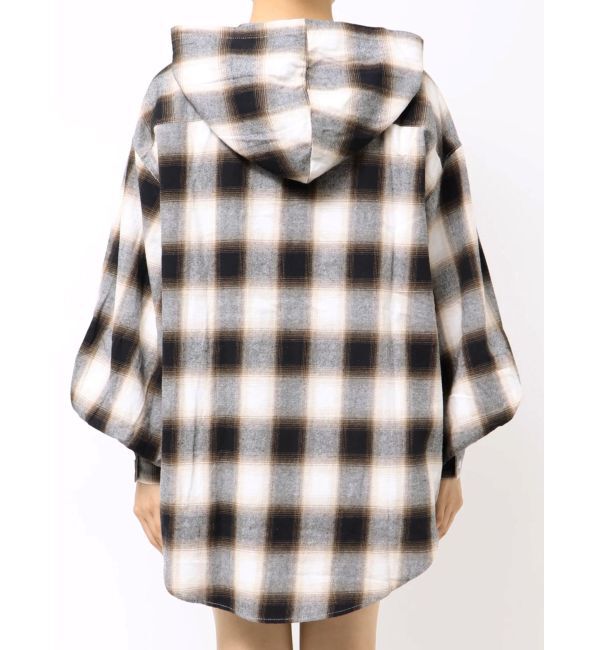 EVRIS「フードチェックオーバーサイズシャツ【セットアップ着用可能】」|シャツ・ブラウス|