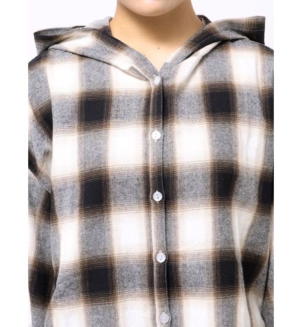 EVRIS「フードチェックオーバーサイズシャツ【セットアップ着用可能】」|シャツ・ブラウス|