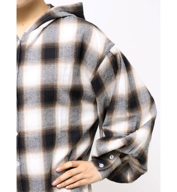 EVRIS「フードチェックオーバーサイズシャツ【セットアップ着用可能】」|シャツ・ブラウス|