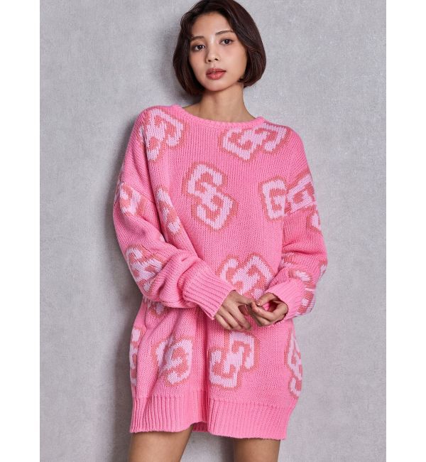 GYDA「GG FRAME ニットトップス」|ニット・セーター|ピンク