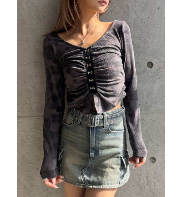 GYDA「【TINY】HOOK ME UPギャザーショートトップス」|Tシャツ・カットソー|