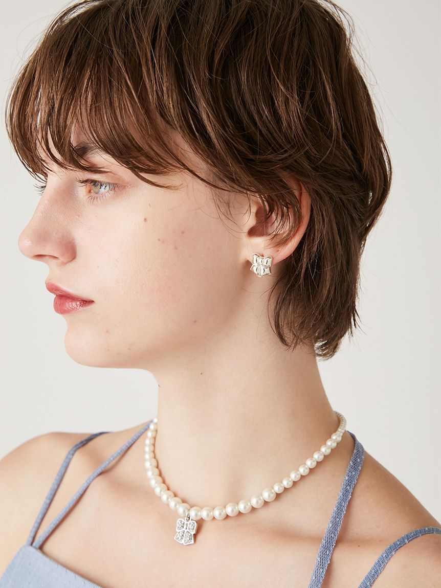 FURFUR「リボンモチーフパールネックレス」|ネックレス|