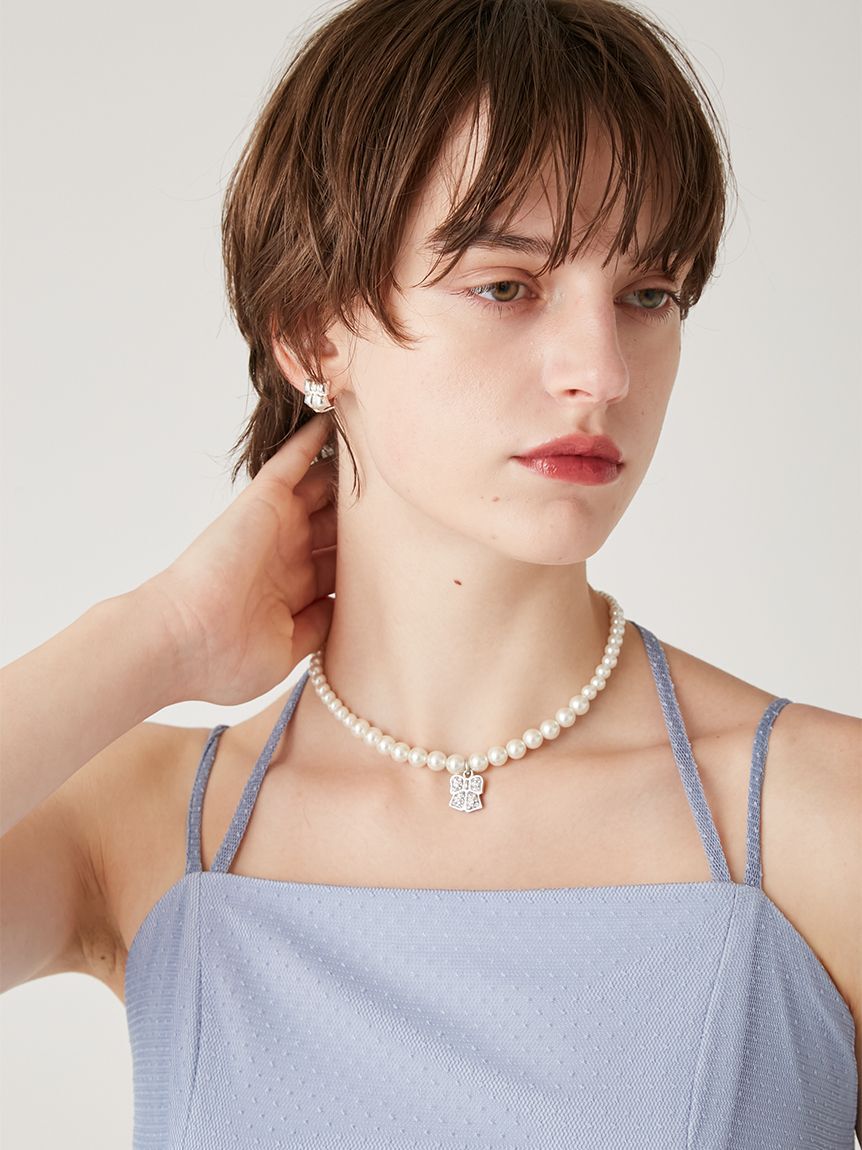 FURFUR「リボンモチーフパールネックレス」|ネックレス|