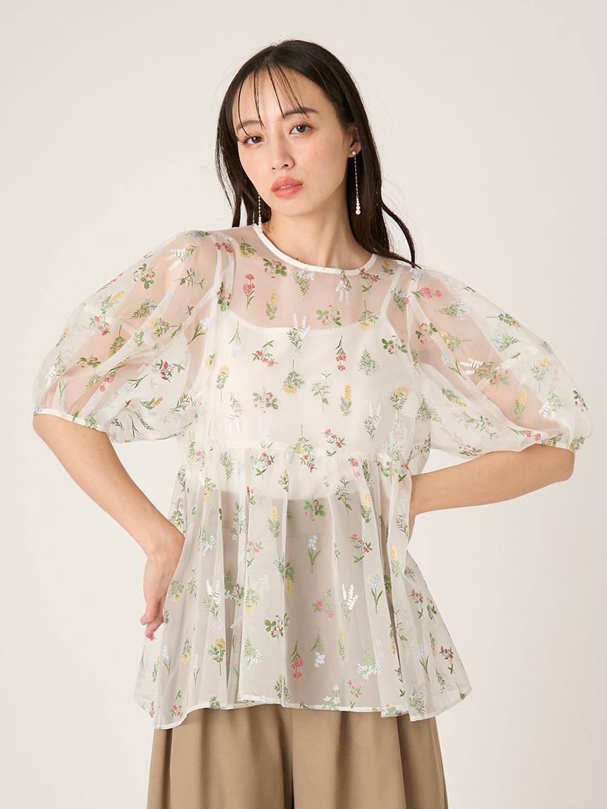 FRAY I.D「フラワーブライズオーガンジーチュニックブラウス」|シャツ・ブラウス|