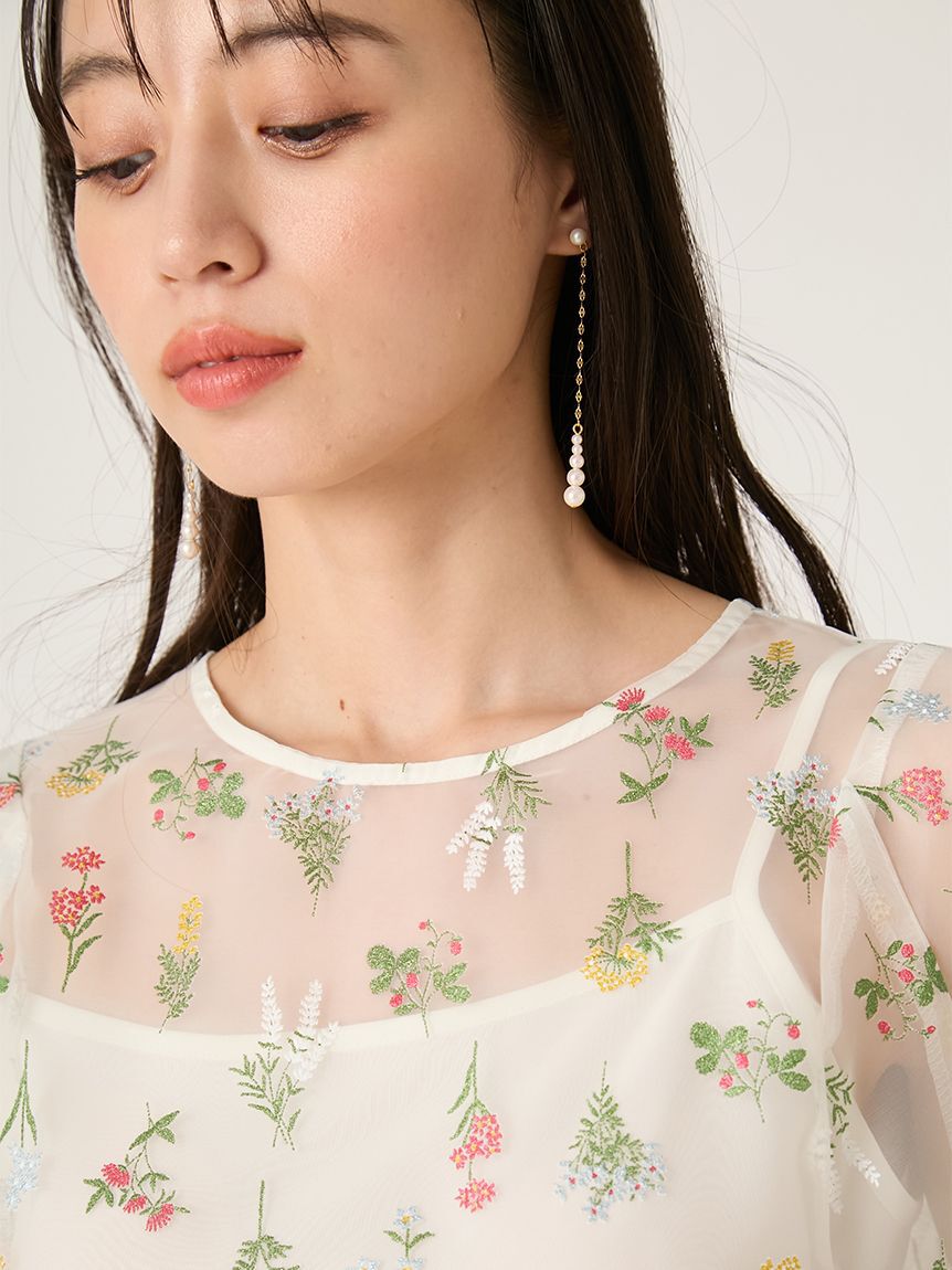 FRAY I.D「フラワーブライズオーガンジーチュニックブラウス」|シャツ・ブラウス|