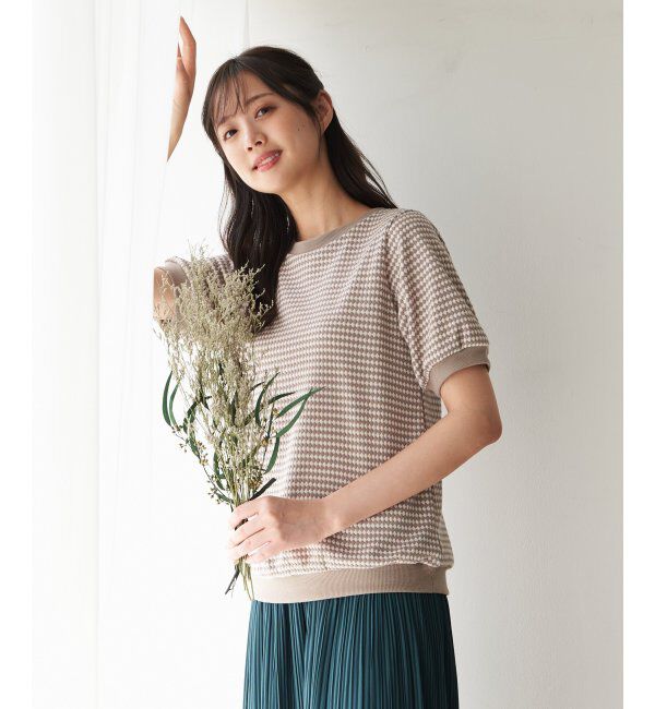 ikka「【雑誌 InRed 6月号掲載】ハニカム柄ジャガードカットソー」|Tシャツ・カットソー|