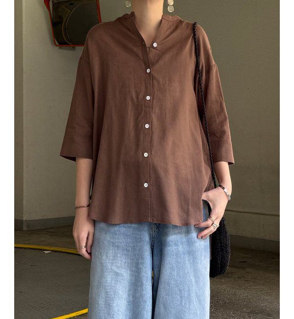 Lbc with Life「リネンコットン5分袖シャツ」|シャツ・ブラウス|