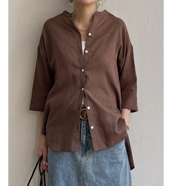 Lbc with Life「リネンコットン5分袖シャツ」|シャツ・ブラウス|