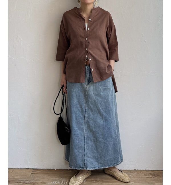 Lbc with Life「リネンコットン5分袖シャツ」|シャツ・ブラウス|