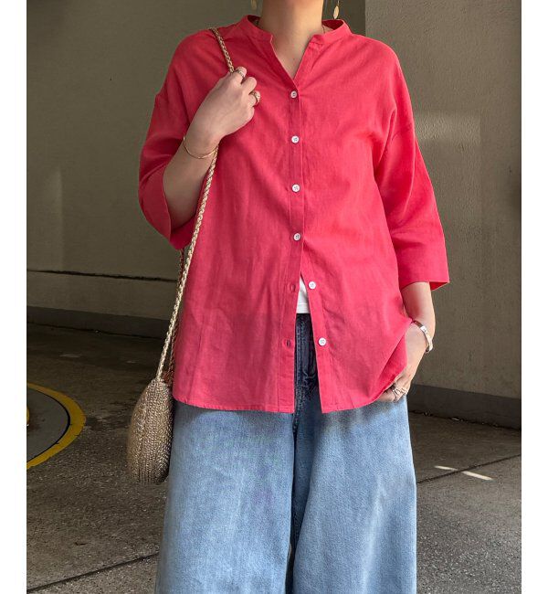 Lbc with Life「リネンコットン5分袖シャツ」|シャツ・ブラウス|