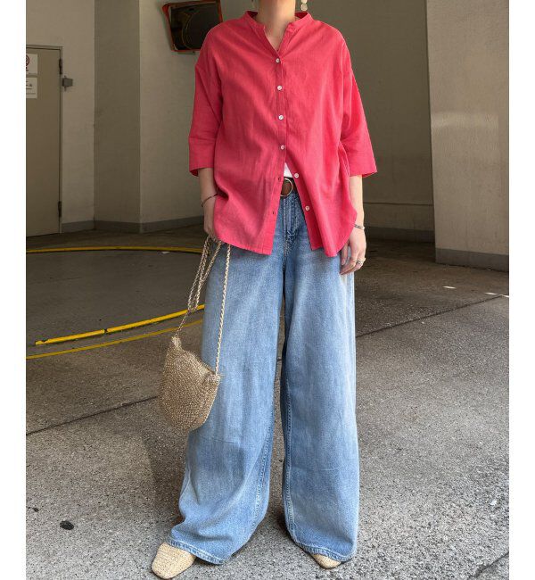 Lbc with Life「リネンコットン5分袖シャツ」|シャツ・ブラウス|