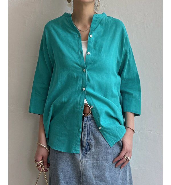 Lbc with Life「リネンコットン5分袖シャツ」|シャツ・ブラウス|