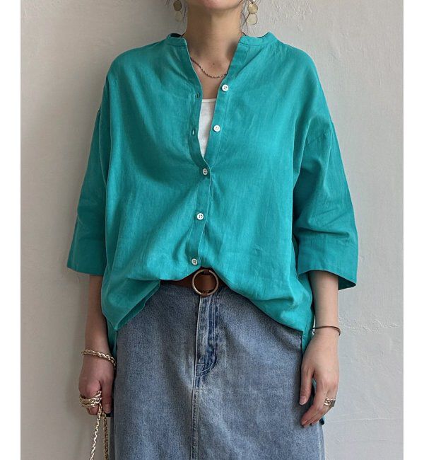 Lbc with Life「リネンコットン5分袖シャツ」|シャツ・ブラウス|