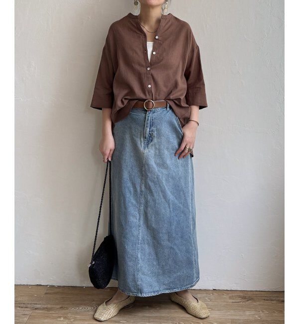 Lbc with Life「リネンコットン5分袖シャツ」|シャツ・ブラウス|