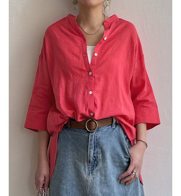 Lbc with Life「リネンコットン5分袖シャツ」|シャツ・ブラウス|