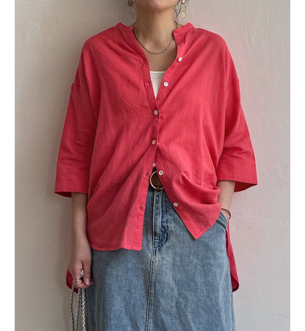 Lbc with Life「リネンコットン5分袖シャツ」|シャツ・ブラウス|