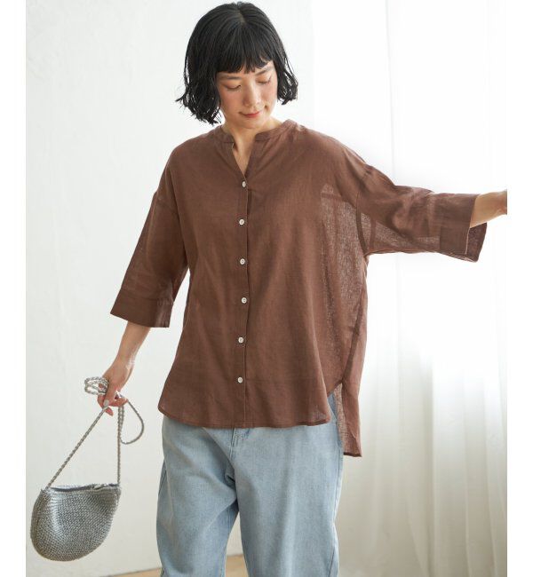 Lbc with Life「リネンコットン5分袖シャツ」|シャツ・ブラウス|