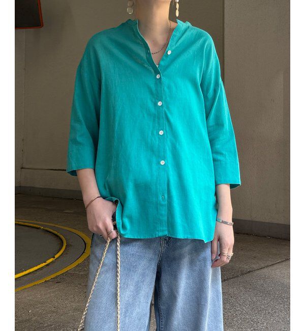 Lbc with Life「リネンコットン5分袖シャツ」|シャツ・ブラウス|