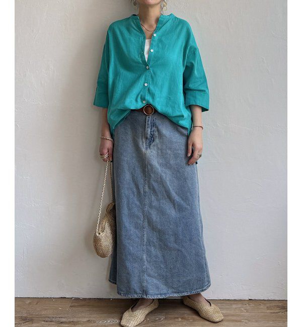 Lbc with Life「リネンコットン5分袖シャツ」|シャツ・ブラウス|