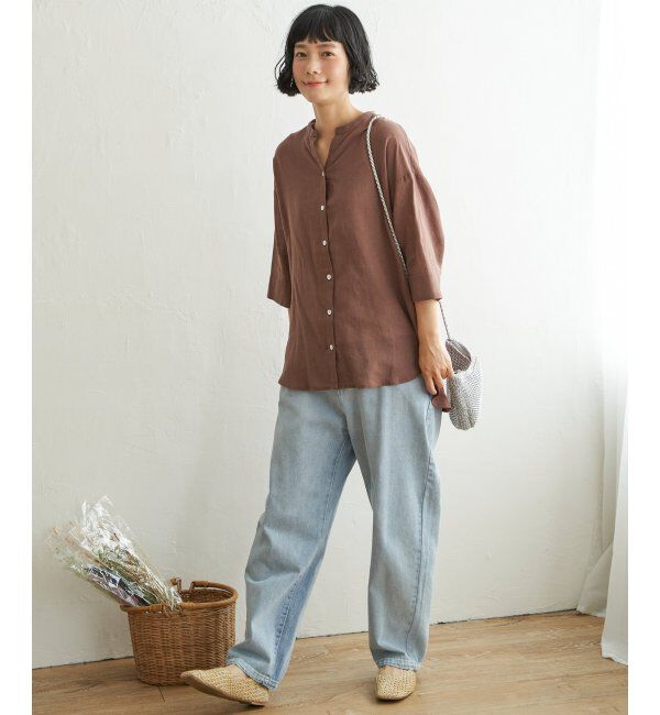 Lbc with Life「リネンコットン5分袖シャツ」|シャツ・ブラウス|