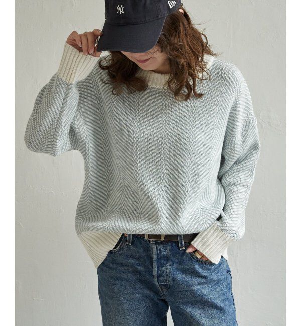 Lbc with Life「ヘリンボン柄ニットプルオーバー」|カーディガン|サックスブルー