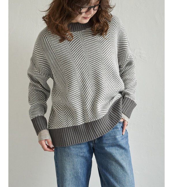 Lbc with Life「ヘリンボン柄ニットプルオーバー」|カーディガン|