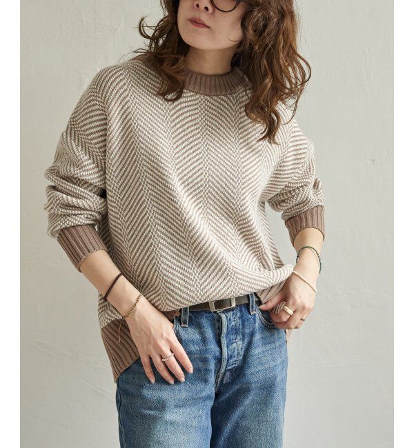 Lbc with Life「ヘリンボン柄ニットプルオーバー」|カーディガン|