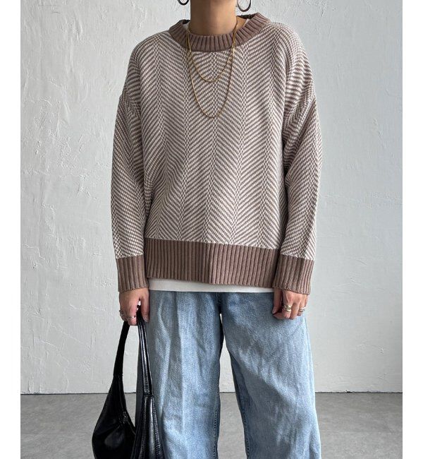 Lbc with Life「ヘリンボン柄ニットプルオーバー」|カーディガン|