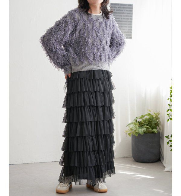 VENCE share style「リボンヤーンショート丈ニット」|ニット・セーター|