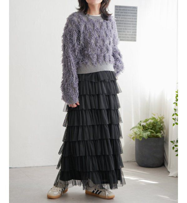 VENCE share style「リボンヤーンショート丈ニット」|ニット・セーター|