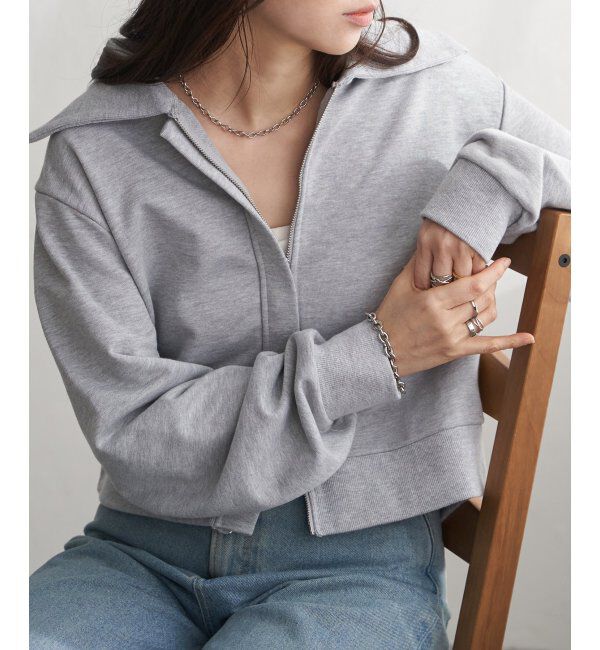 VENCE share style「襟付きジップカーディガン」|スウェット・ジャージ|