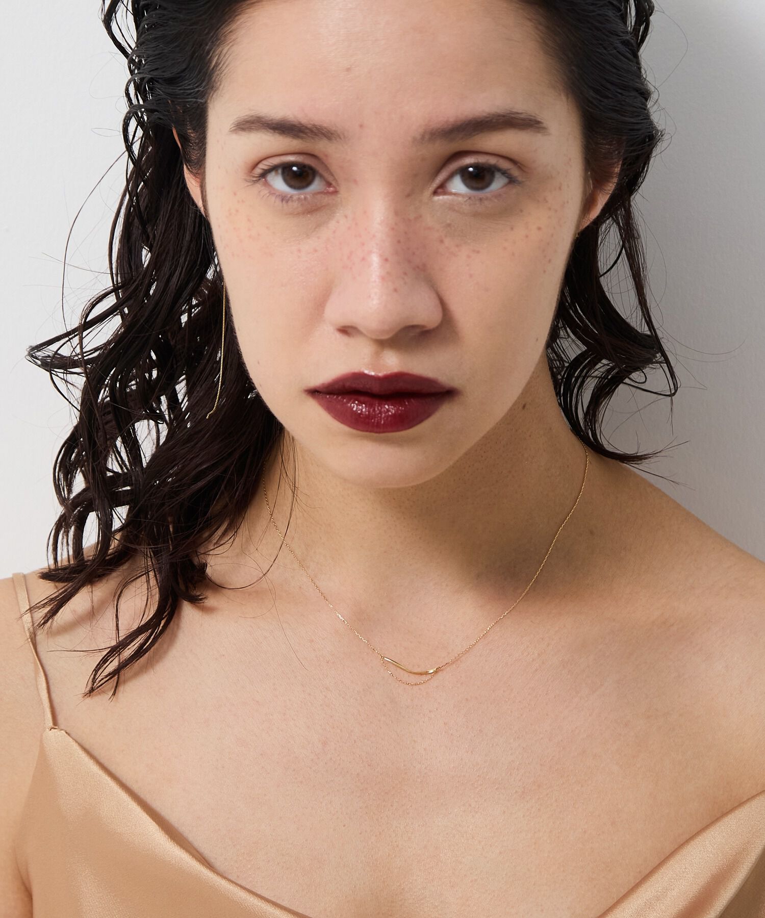 JUPITER「【K18】ゴールドラインバーネックレス/金属アレルギー対応<全長約39.5cm(調節した時の長さ36㎝)>」|ネックレス|