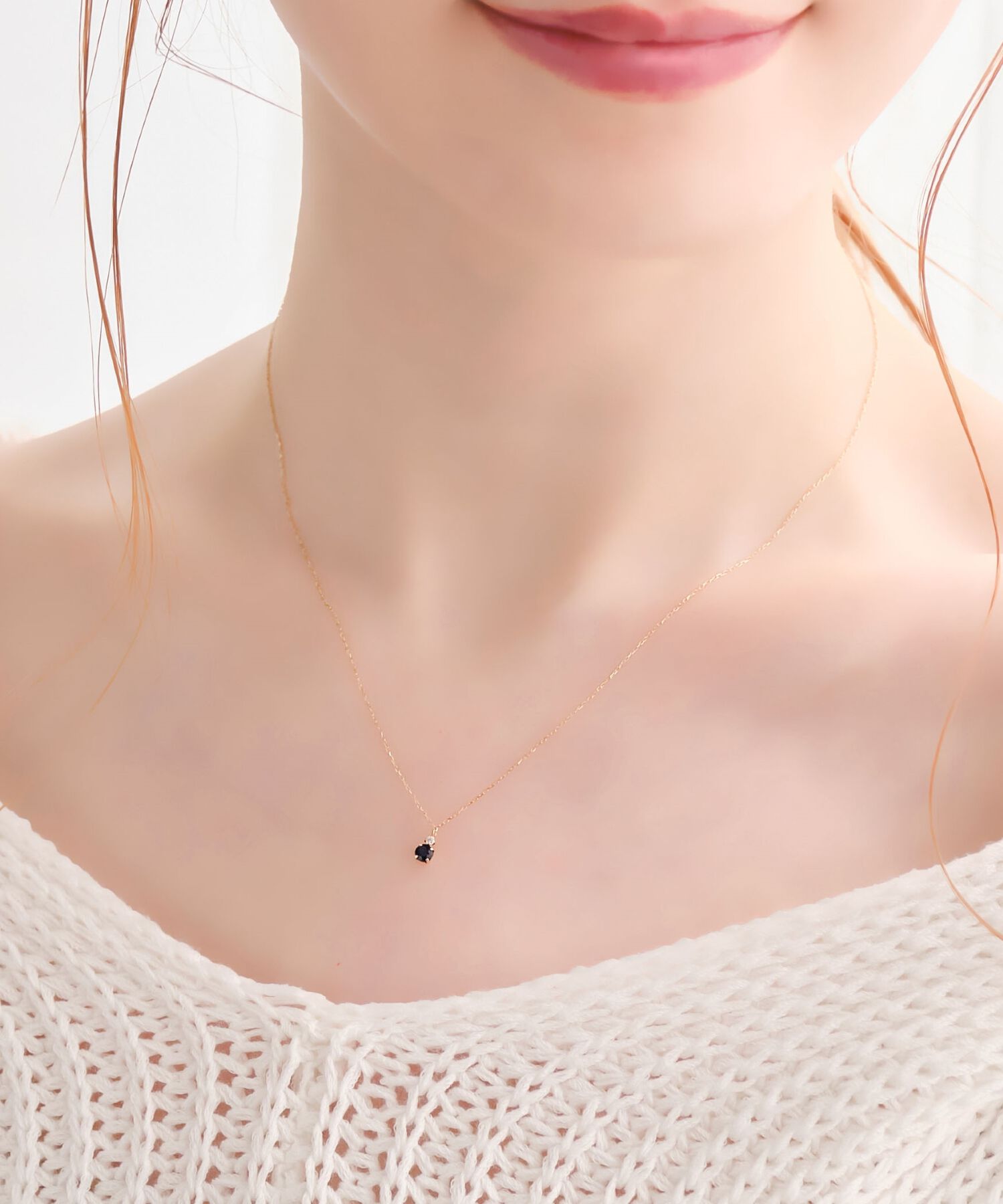 Phoebe「【K10】ジュエルラックネックレス　サファイア/BOX付き/全長:40cm」|ネックレス|