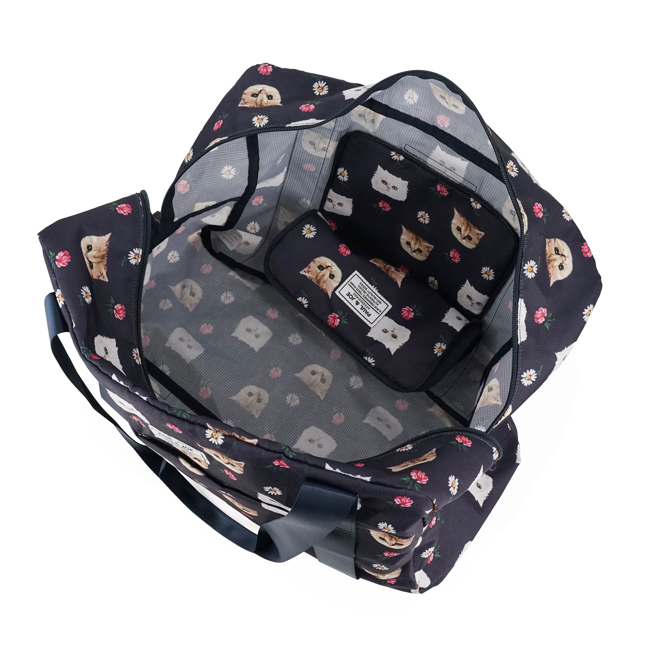 PAUL&JOE「折りたたみボストンバッグ／ジブシー＆ヌネット総柄」|ボストンバッグ|