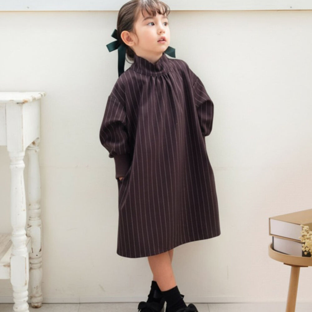 BACKYARD FAMILY「Rora ワンピース 通販 ビオラ パール付きバルーンワンピース 子供服 ワンピ 長袖」|その他|ブラウン1