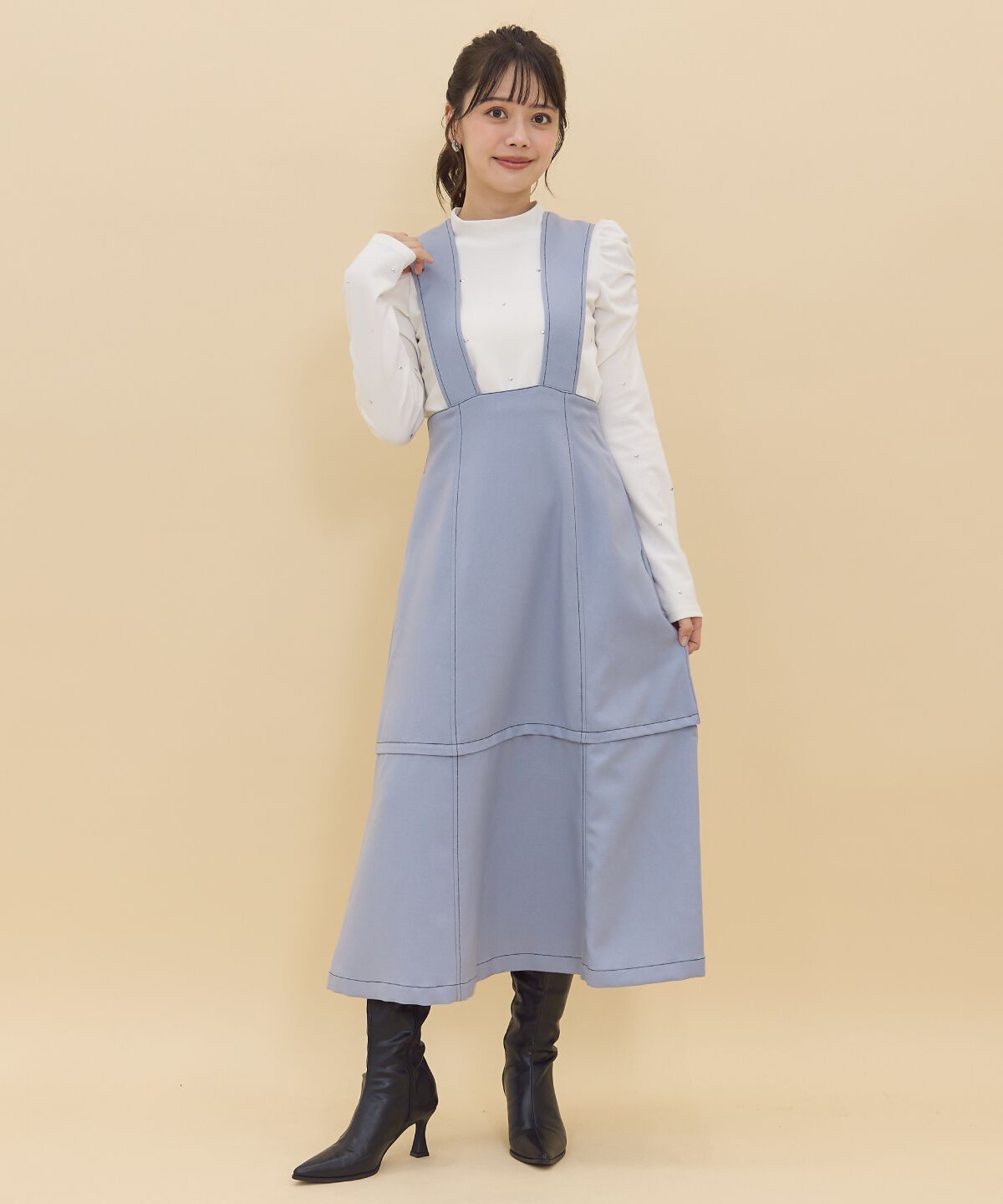 REDYAZEL「2wayレングスウーリッシュジャンパースカート」|ジャンパースカート|ブルー