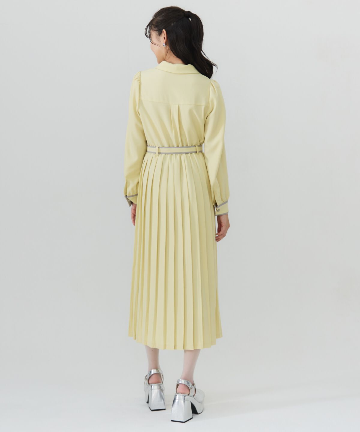 REDYAZEL「バイカラープリーツシャツワンピース」|ワンピース|