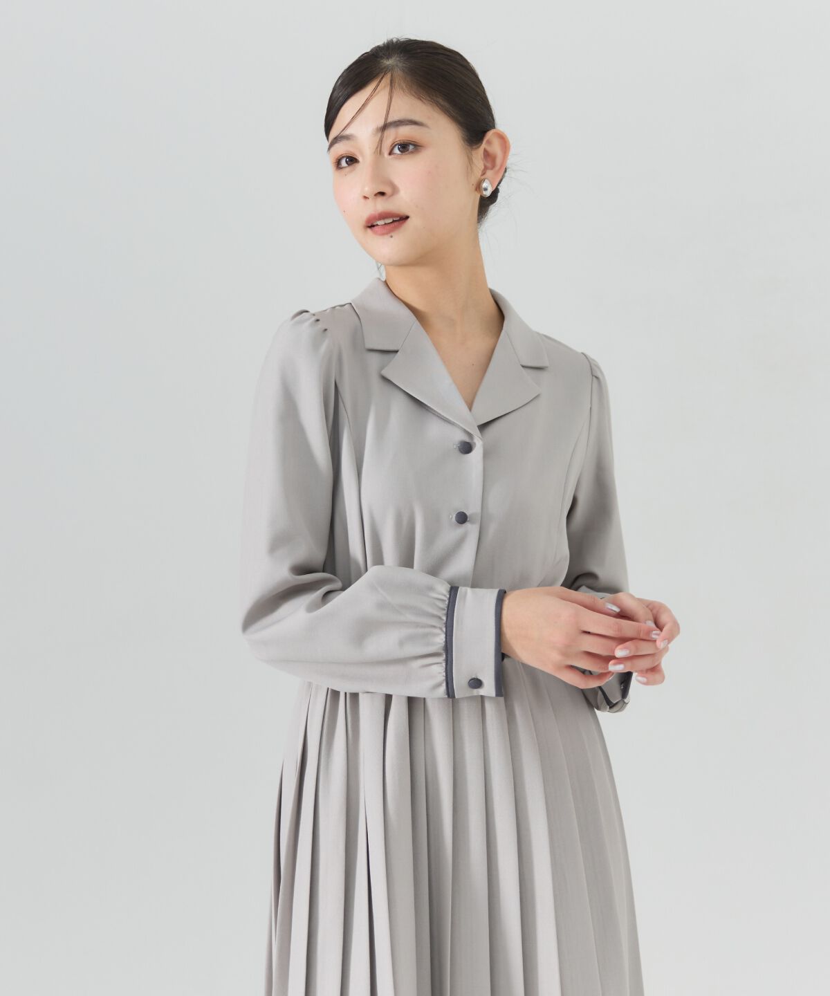 REDYAZEL「バイカラープリーツシャツワンピース」|ワンピース|