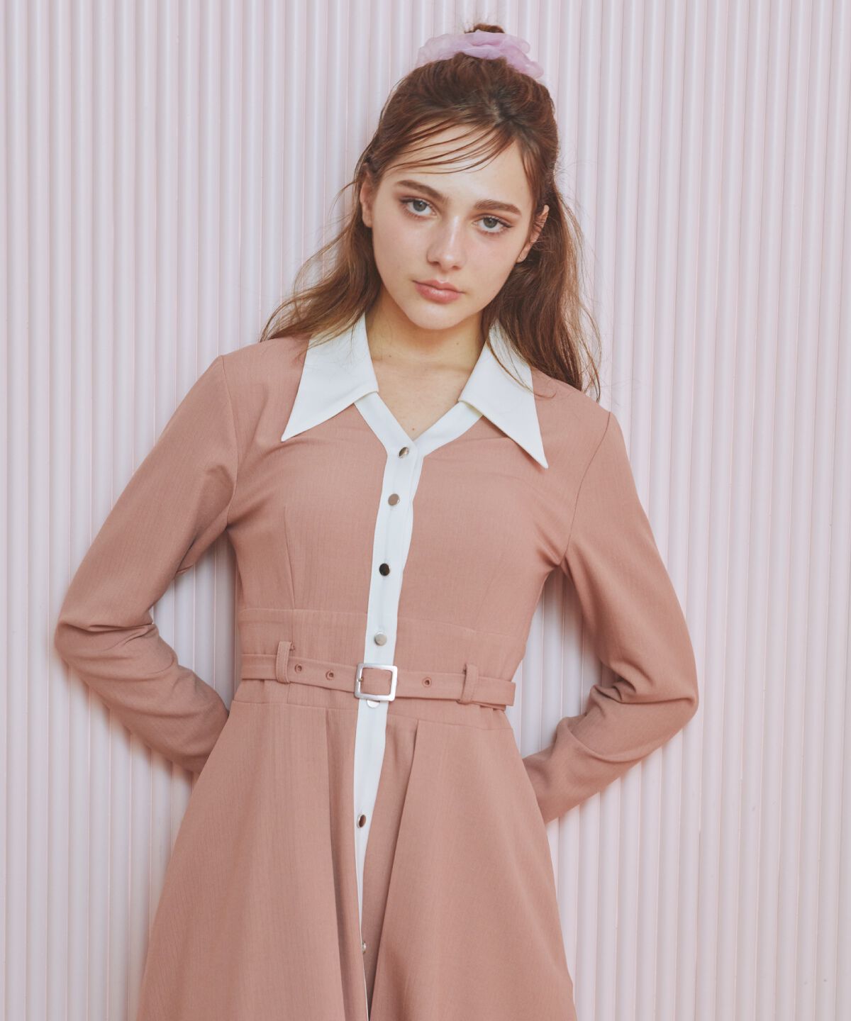 REDYAZEL「バイカラースキッパーシャツワンピース」|ワンピース|