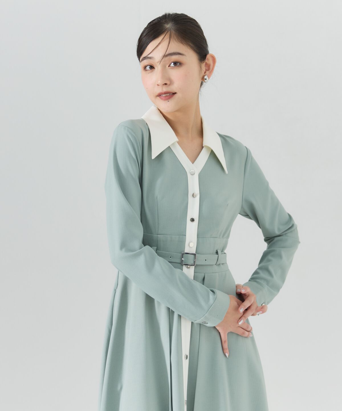 REDYAZEL「バイカラースキッパーシャツワンピース」|ワンピース|