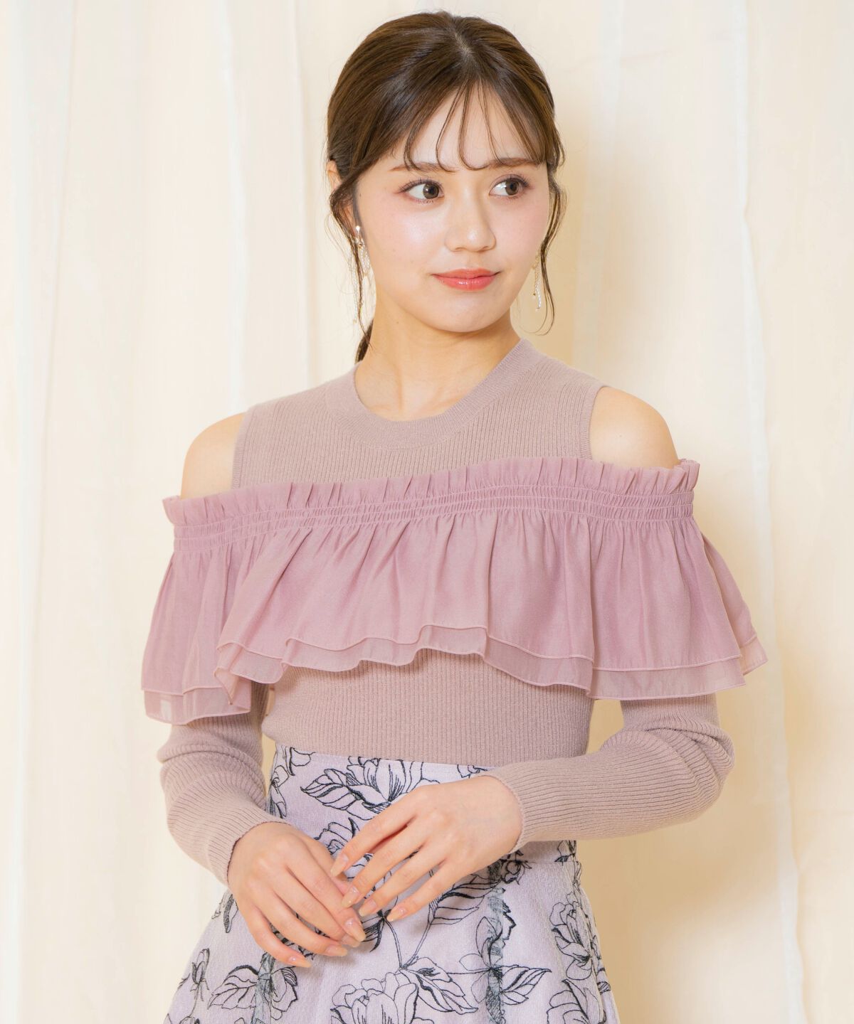WILLSELECTION「シアーフリルニット」|ニット・セーター|ピンク