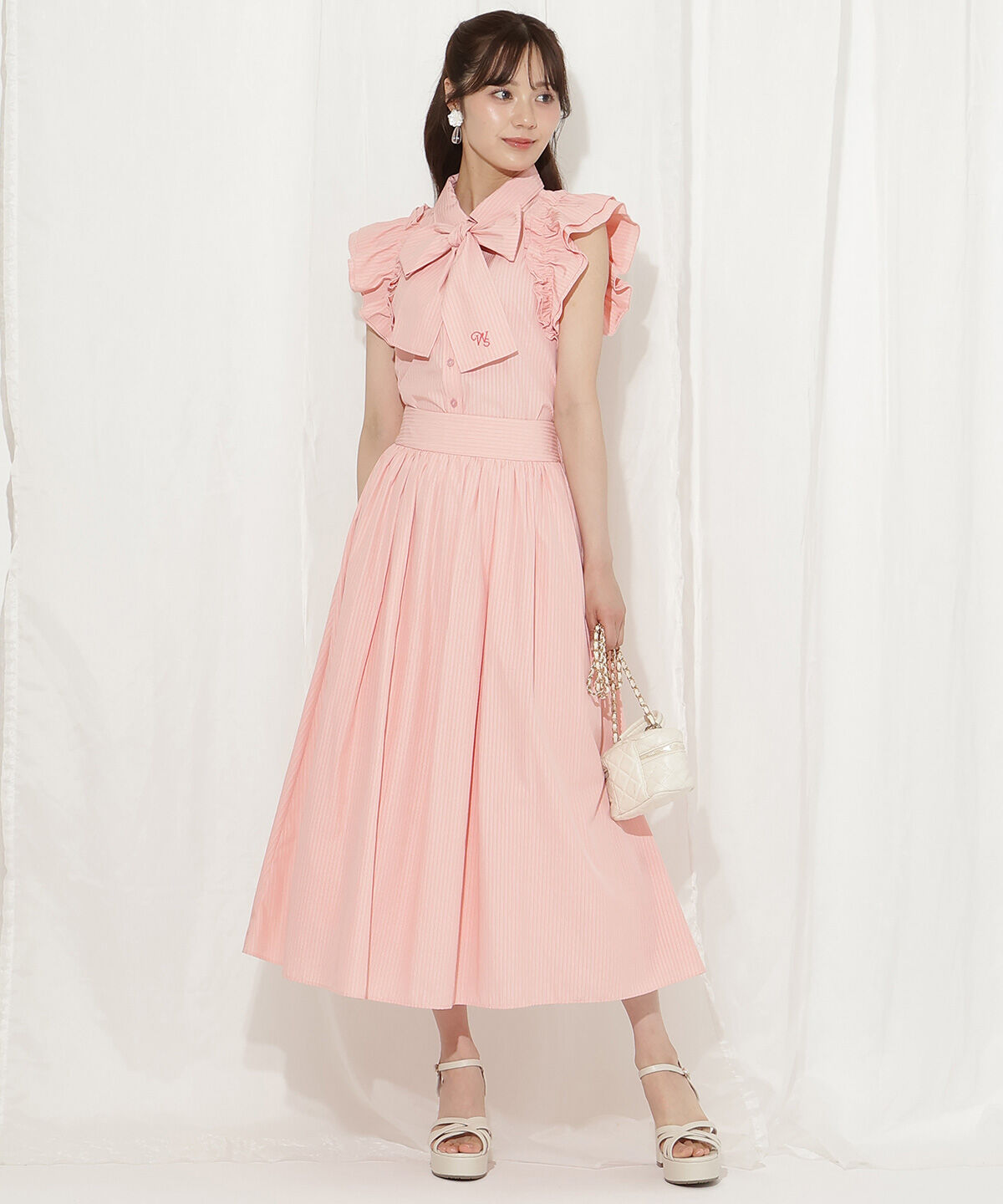 WILLSELECTION「刺繍入りボウタイストライプブラウス」|シャツ・ブラウス|