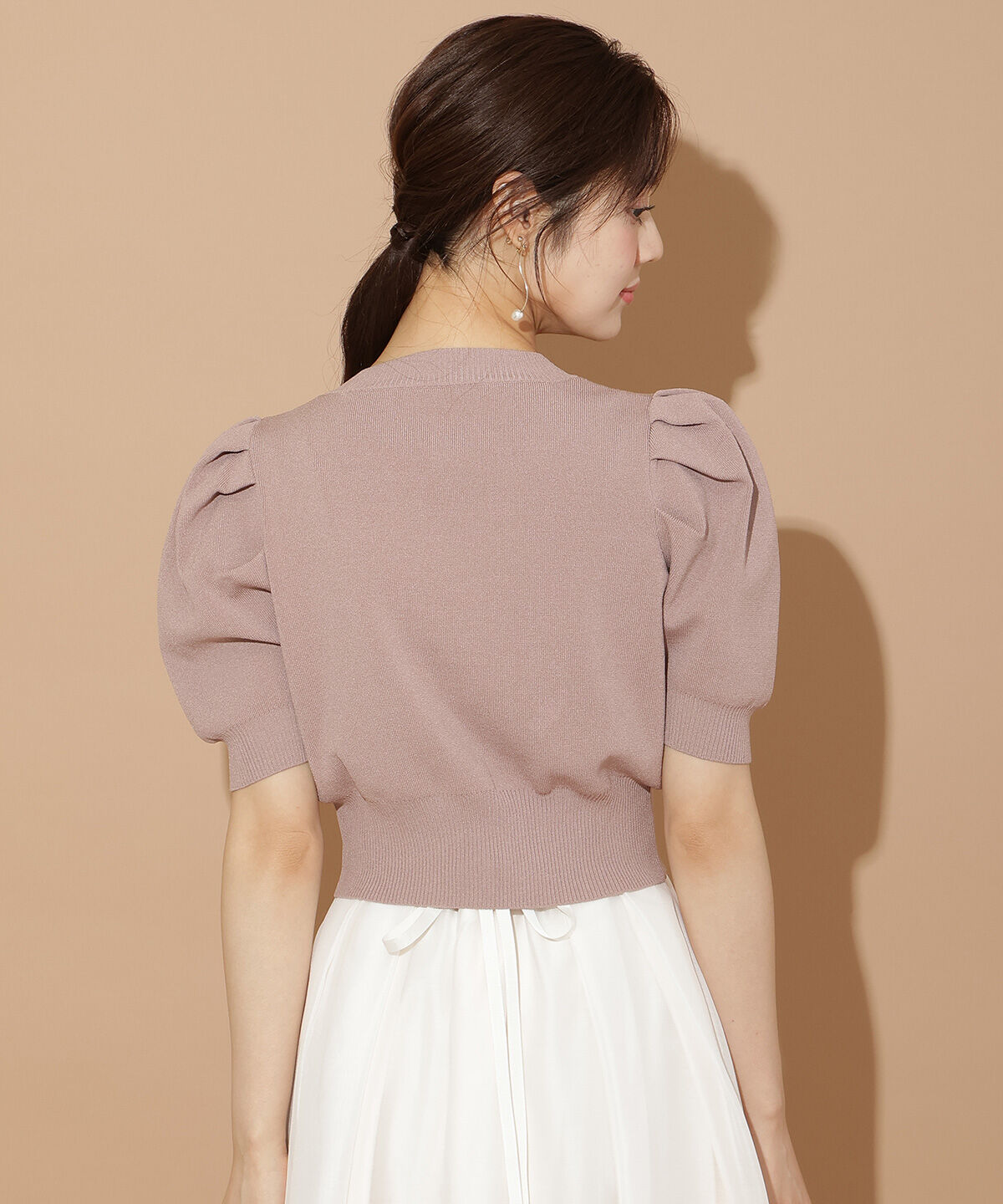 WILLSELECTION「ビジューリボンタックスリーブカーディガン」|カーディガン|