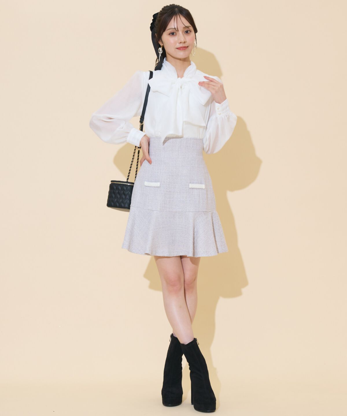 WILLSELECTION「ブレードデザインツイードミニスカート」|フレア|