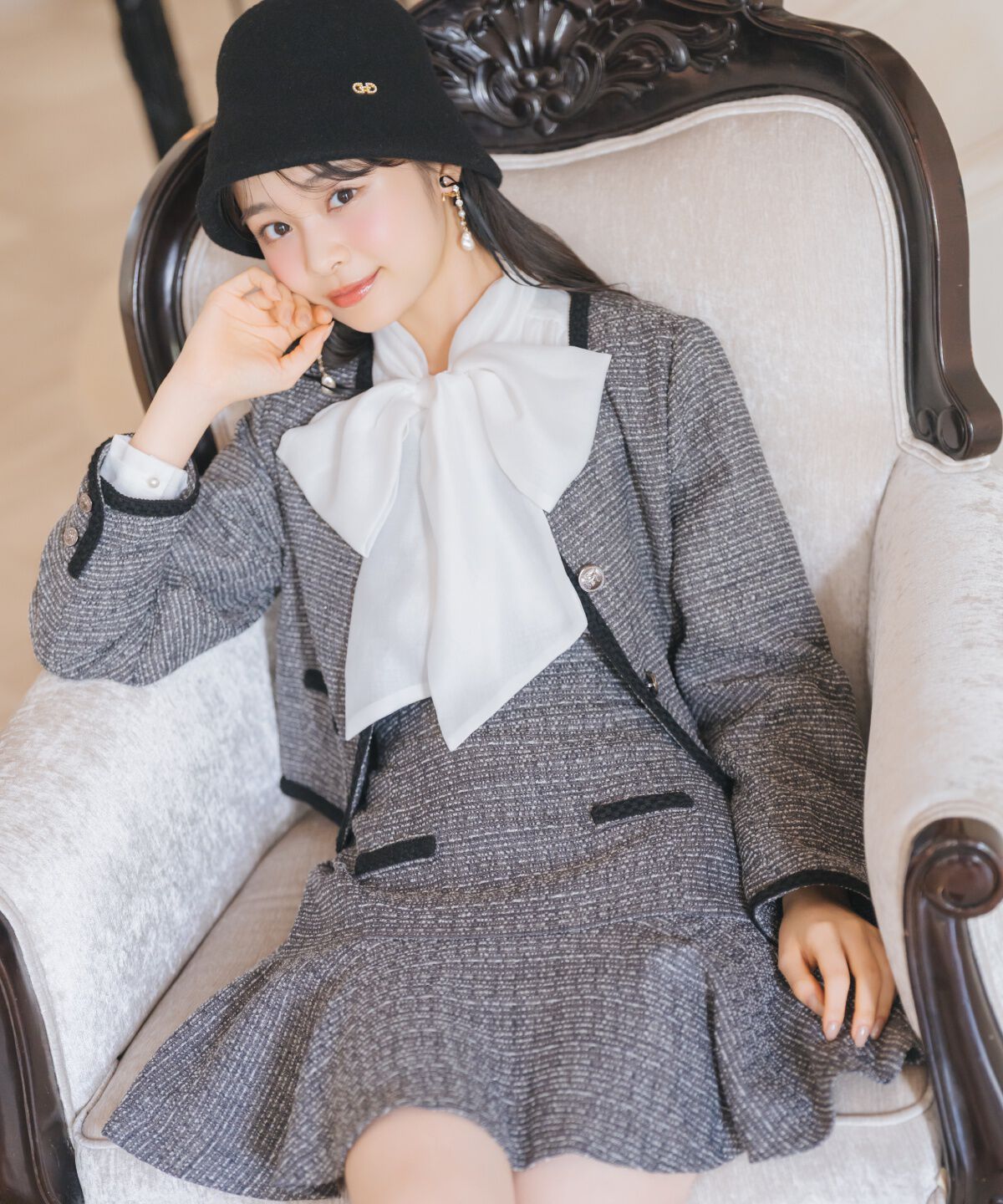 WILLSELECTION「ブレードデザインツイードミニスカート」|フレア|