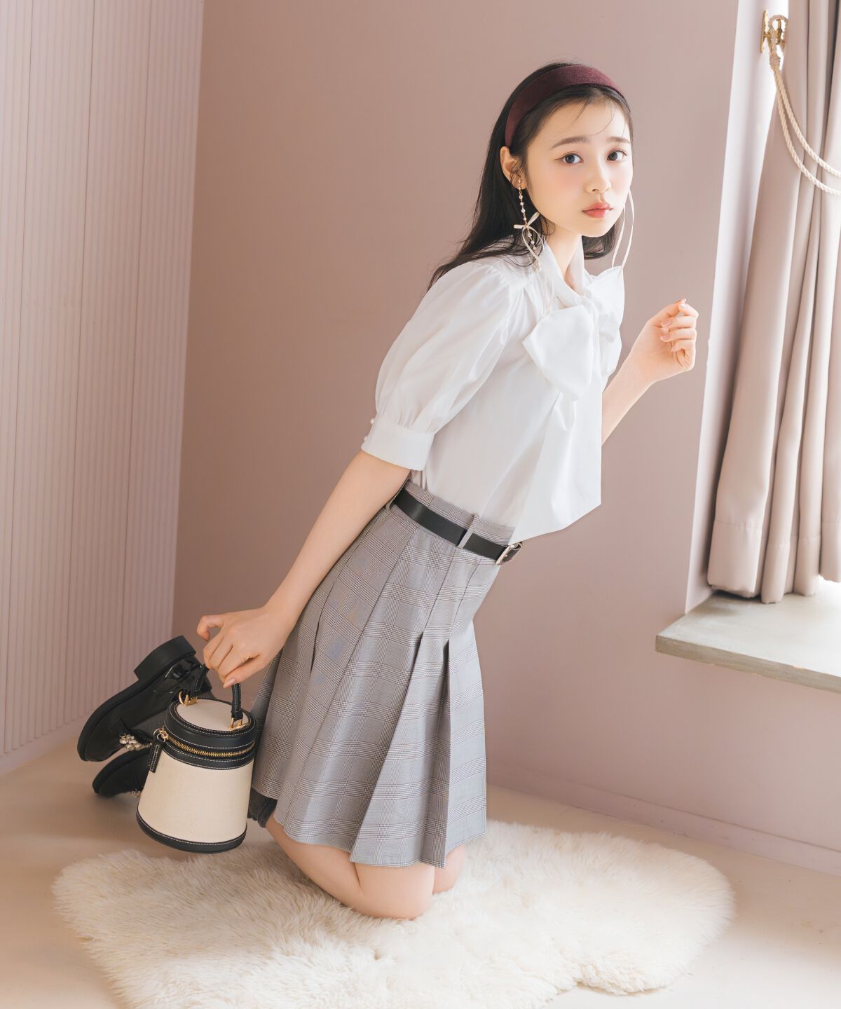 WILLSELECTION「モノグラム刺しゅうリボンタイブラウス」|シャツ・ブラウス|