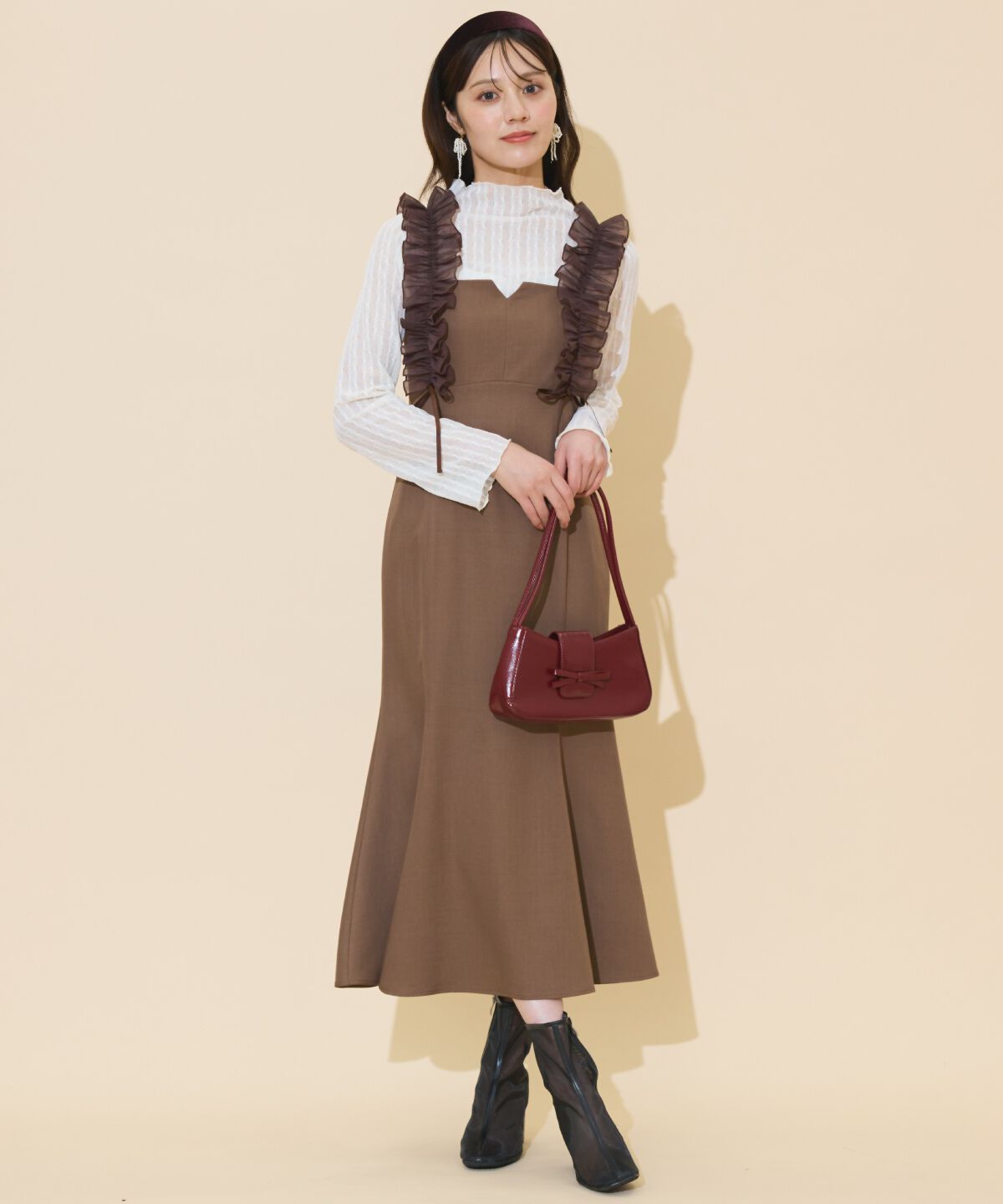 WILLSELECTION「フリルショルダーマーメイドワンピース」|ワンピース|ブラウン